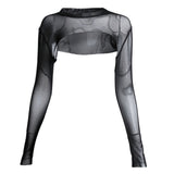 Sexy Long Sleeve Mesh Top